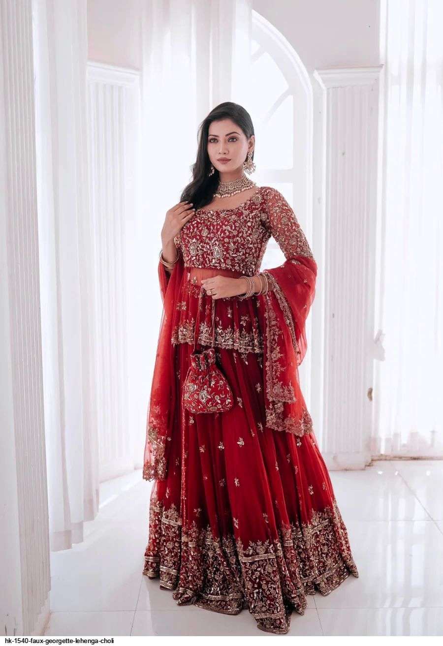 HK 1540 FAUX GEORGETTE LEHENGA CHOLI Wholesale catalog
