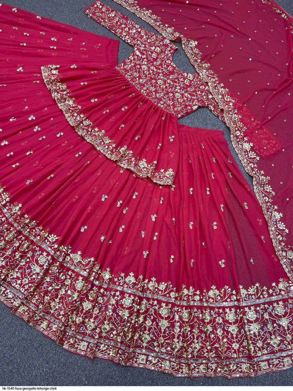 HK 1540 FAUX GEORGETTE LEHENGA CHOLI Wholesale catalog