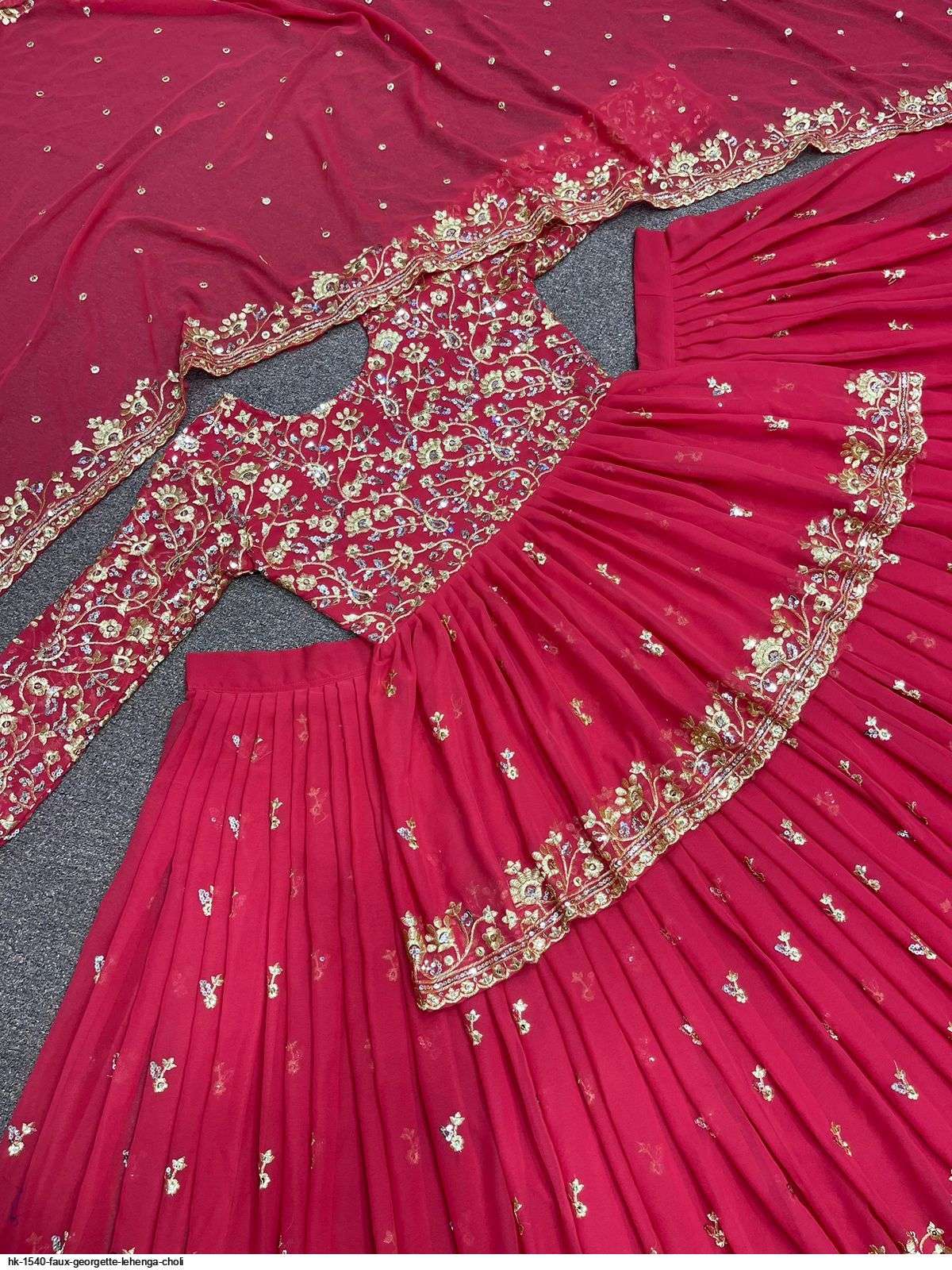 HK 1540 FAUX GEORGETTE LEHENGA CHOLI Wholesale catalog
