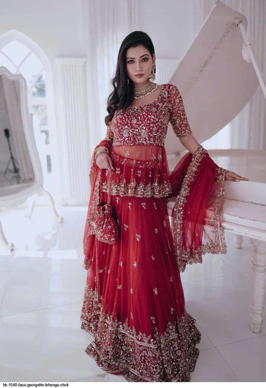 HK 1540 FAUX GEORGETTE LEHENGA CHOLI Wholesale catalog