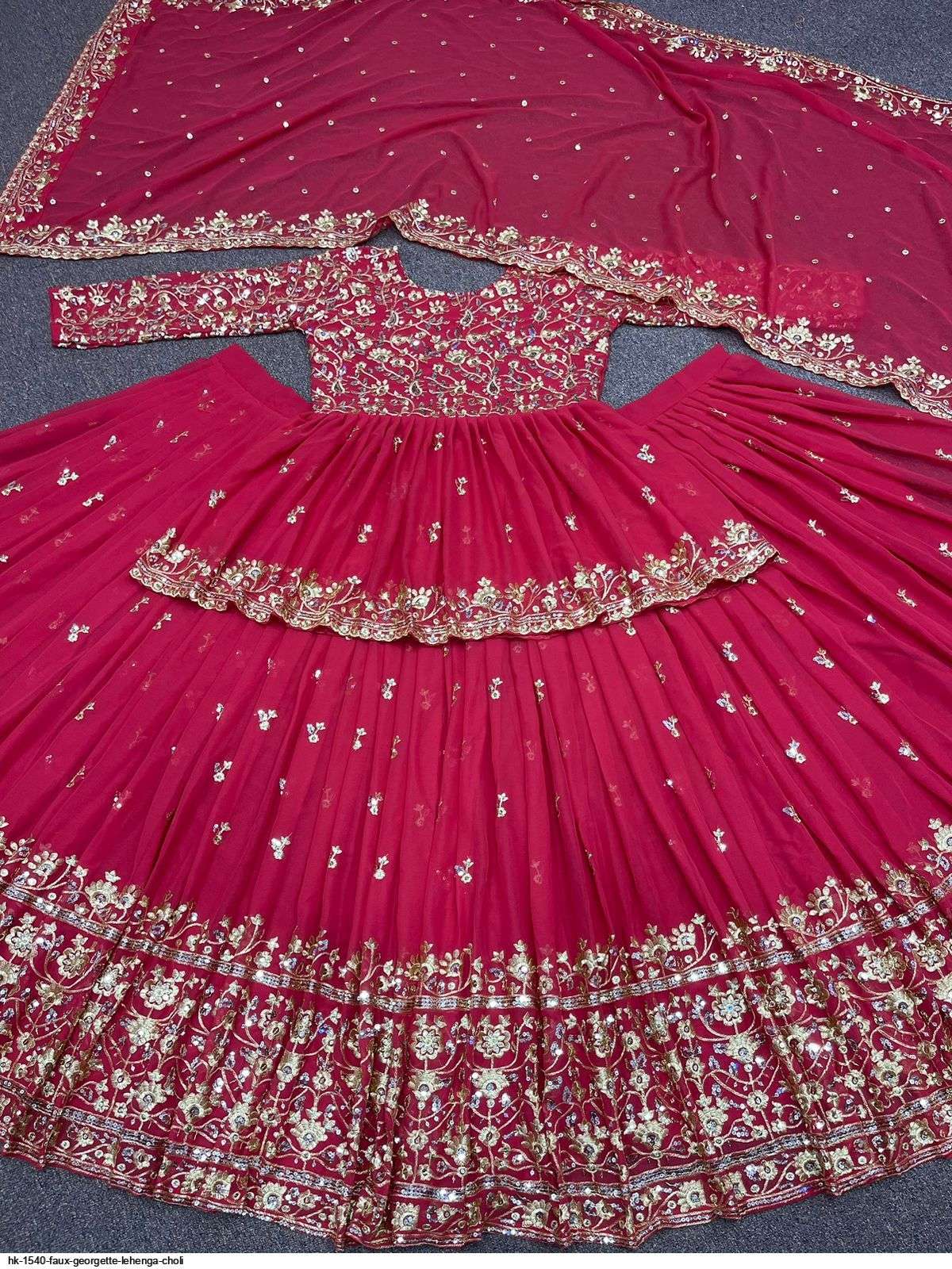 HK 1540 FAUX GEORGETTE LEHENGA CHOLI Wholesale catalog