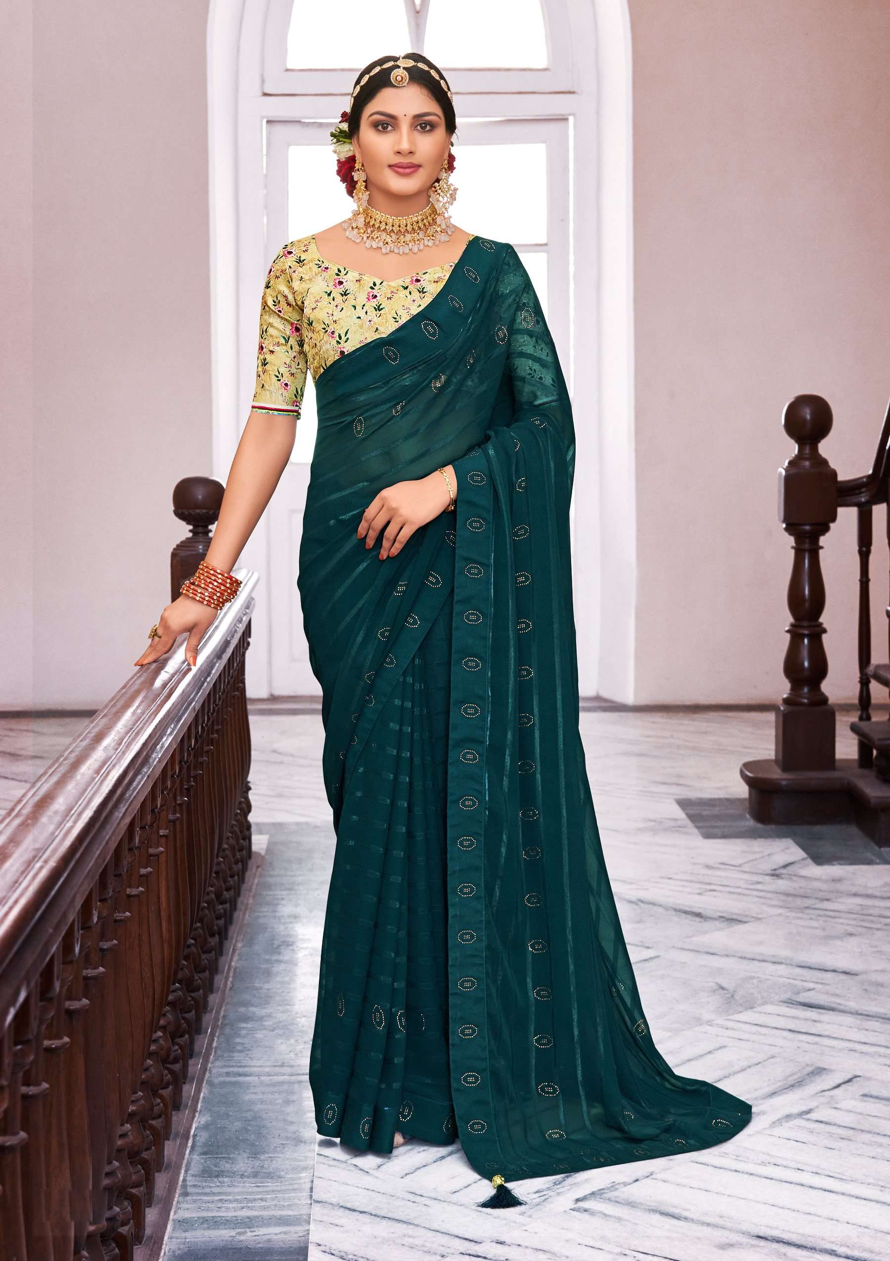 Juhi Vol 3 Swaroski Work Georgette Saree Wholesale catalog
