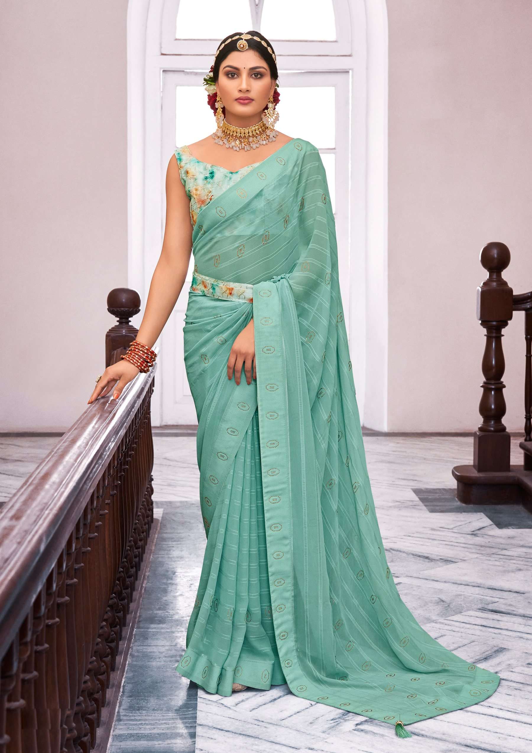 Juhi Vol 3 Swaroski Work Georgette Saree Wholesale catalog