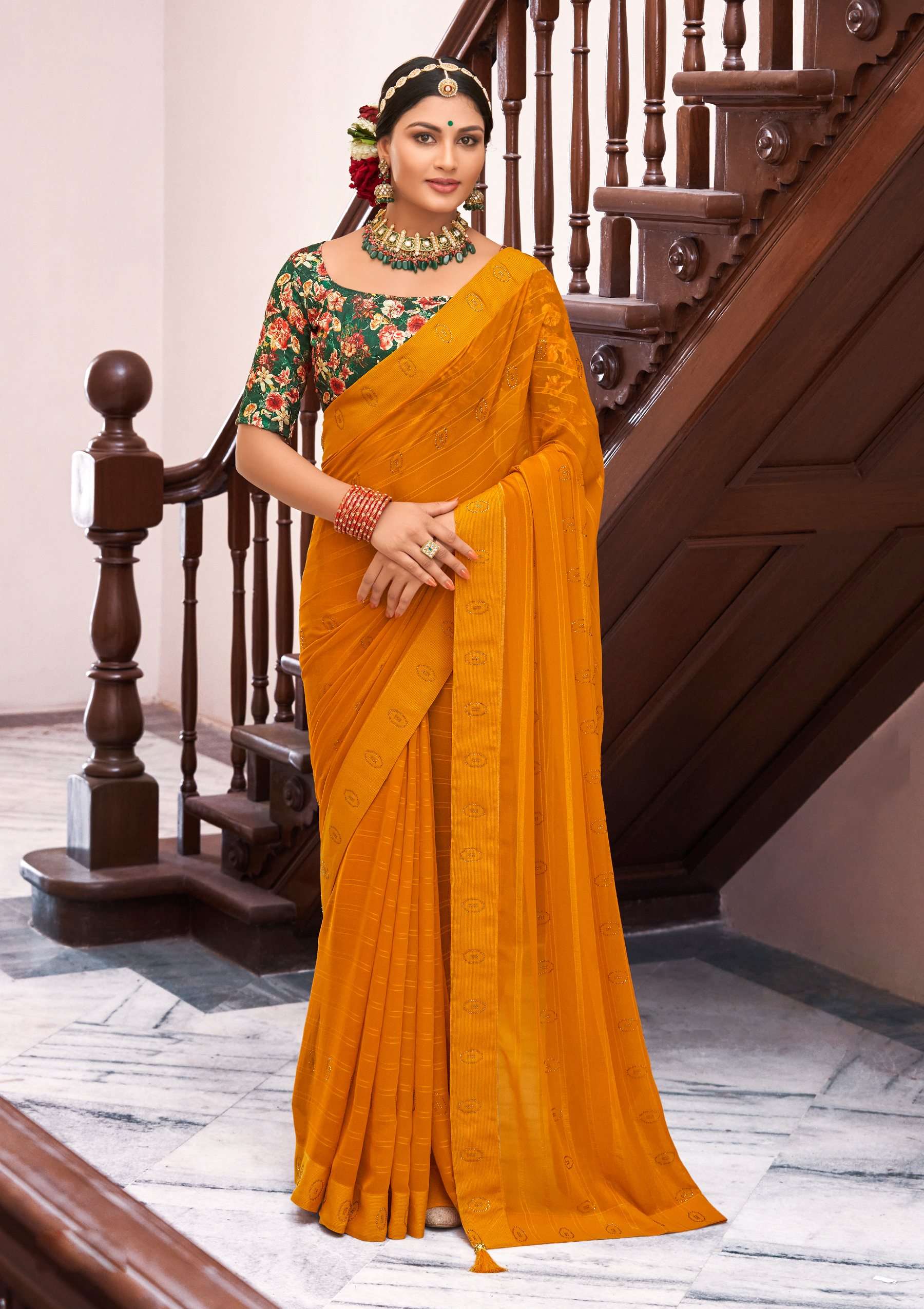 Juhi Vol 3 Swaroski Work Georgette Saree Wholesale catalog