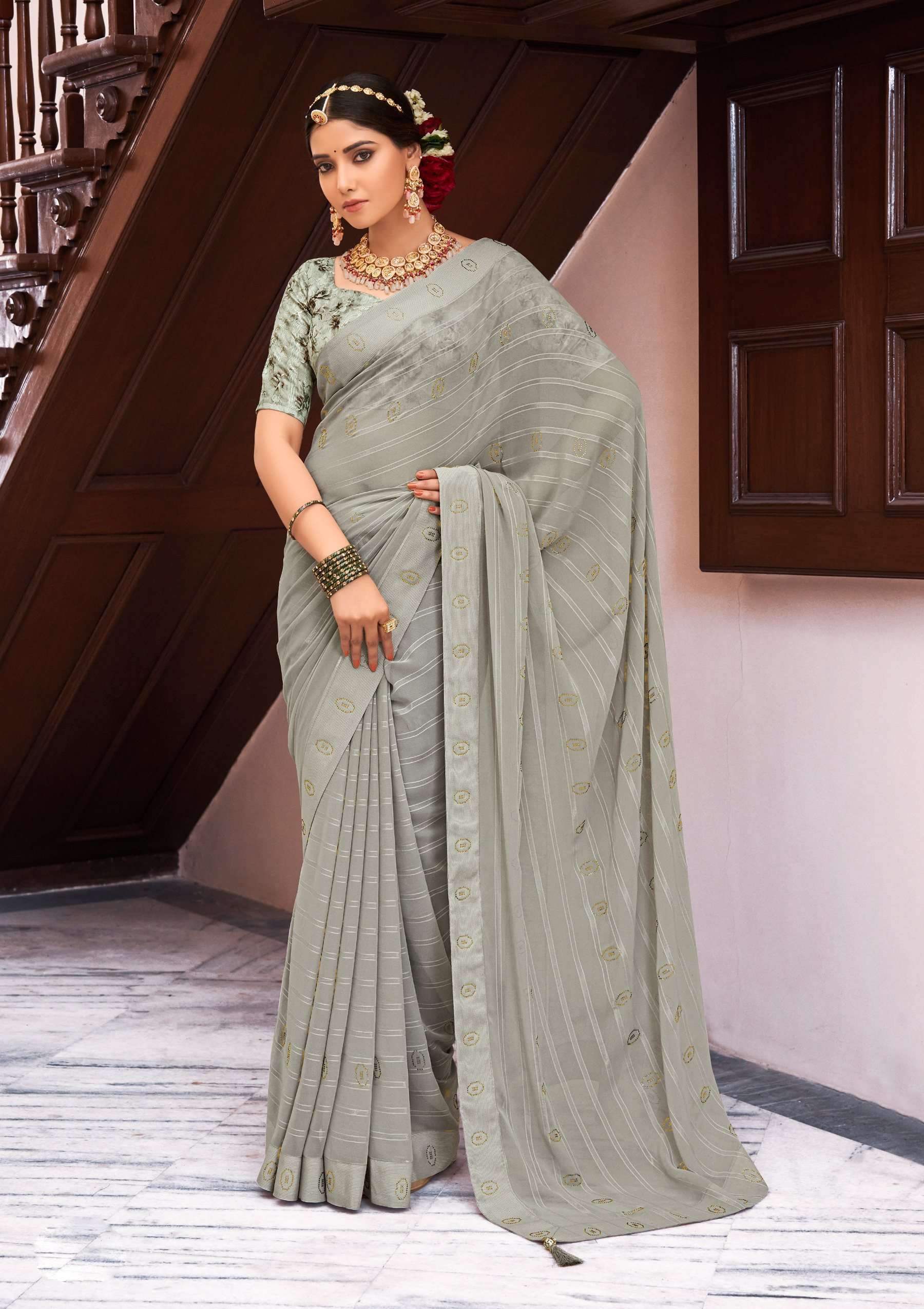 Juhi Vol 3 Swaroski Work Georgette Saree Wholesale catalog