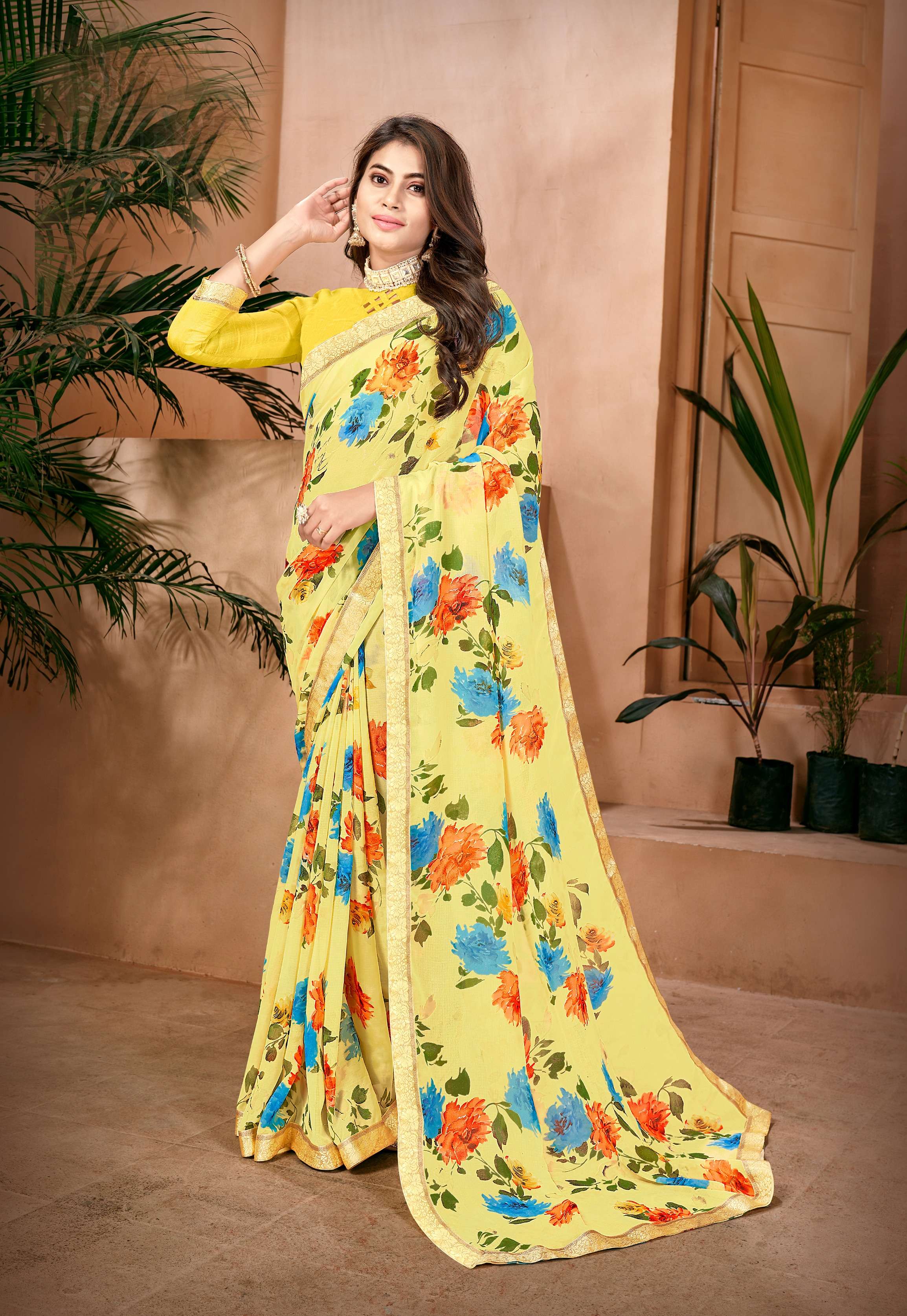 Jyoti S1602 Floral Printed Georgette Saree Wholesale catalog