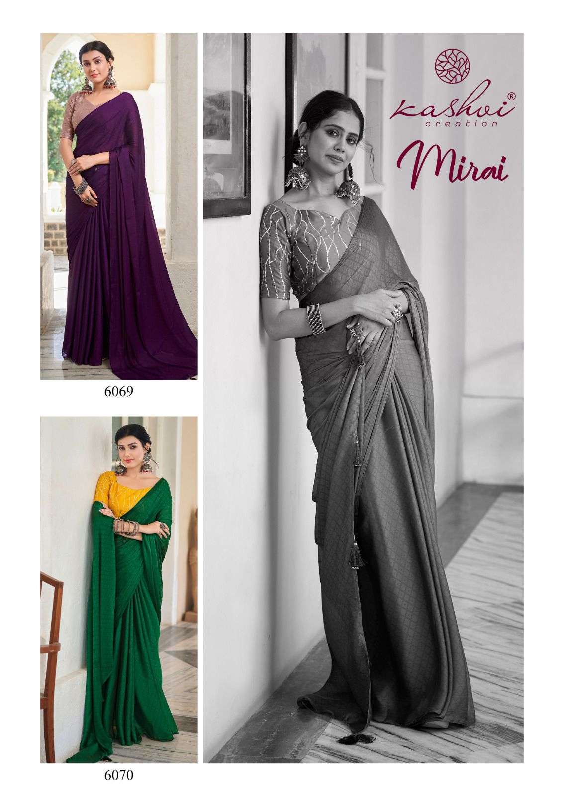 Kashvi Mirai 6063 Fancy Soft Satin Saree Wholesale catalog