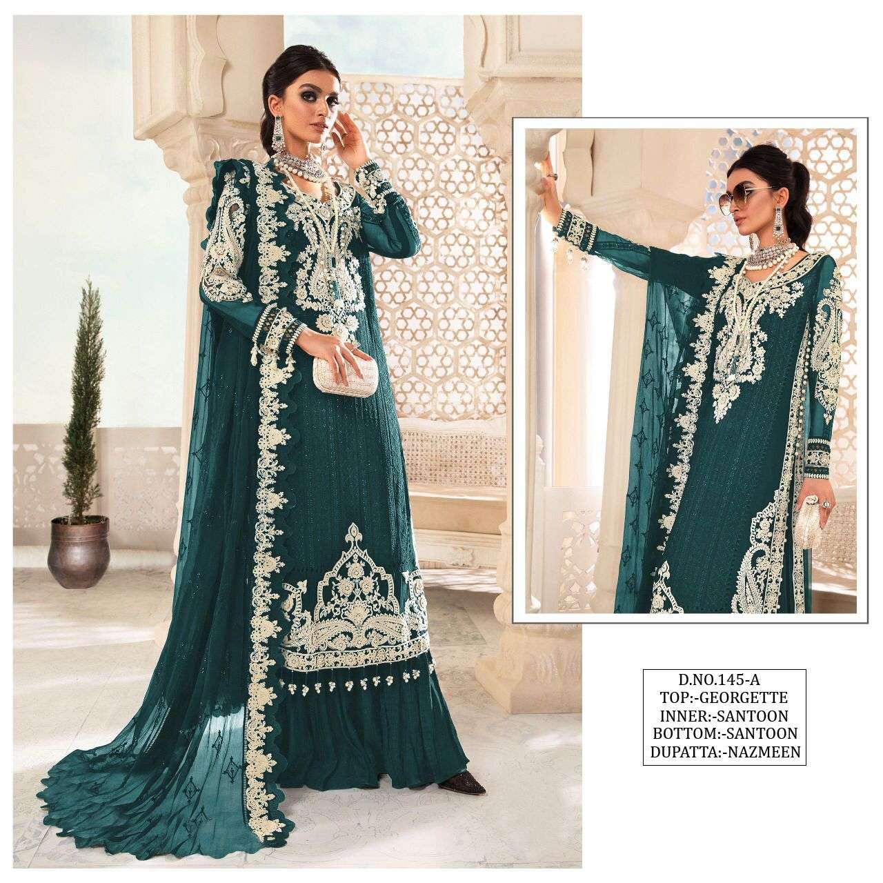 Kf 145 Color Designer Embroidery Pakistani Suit Wholesale catalog