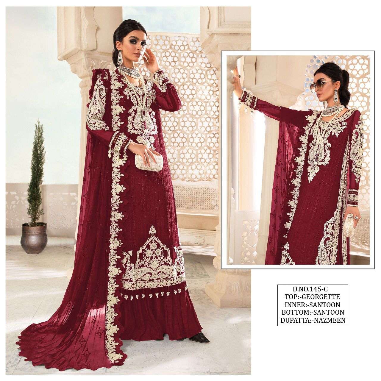 Kf 145 Color Designer Embroidery Pakistani Suit Wholesale catalog