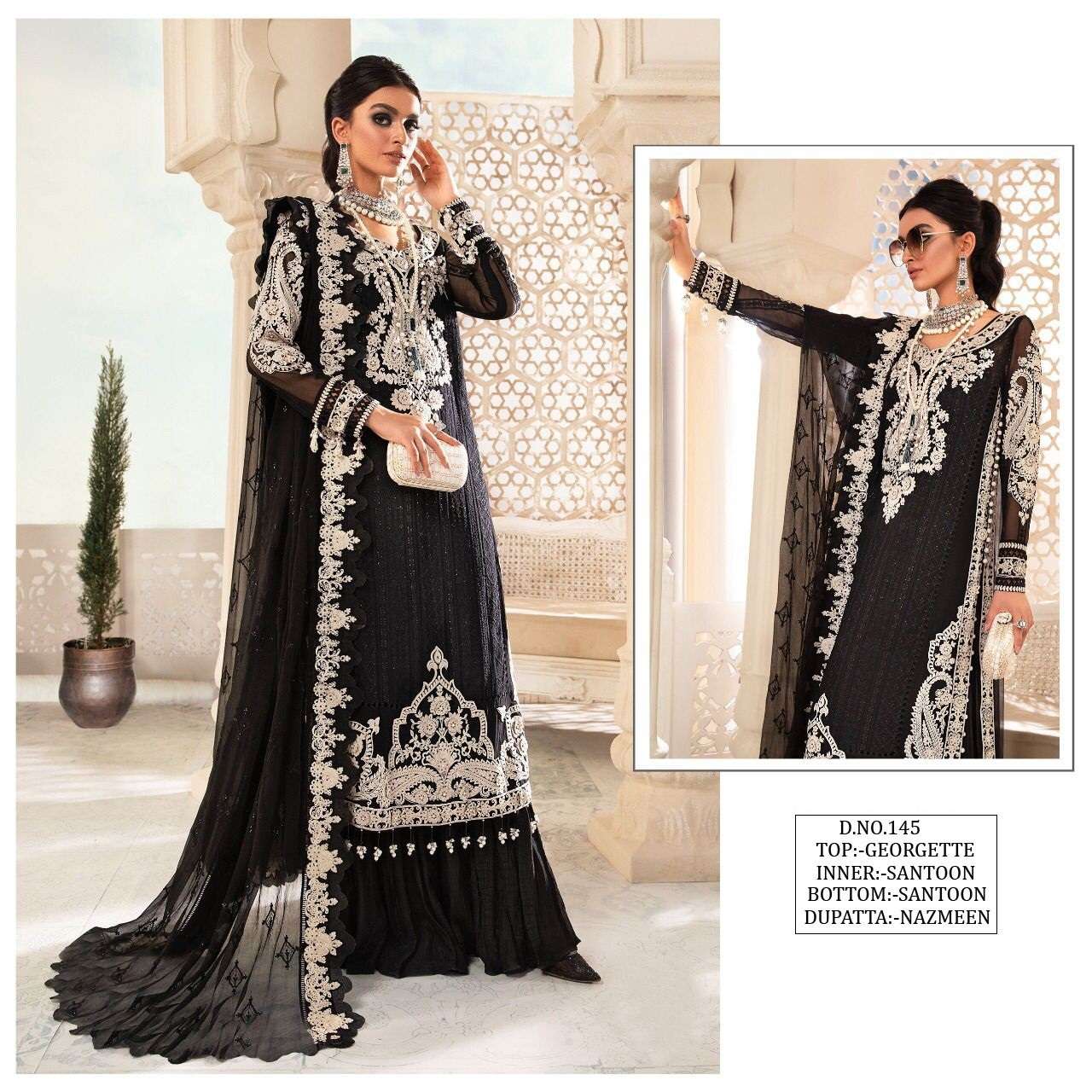 Kf 145 Color Designer Embroidery Pakistani Suit Wholesale catalog