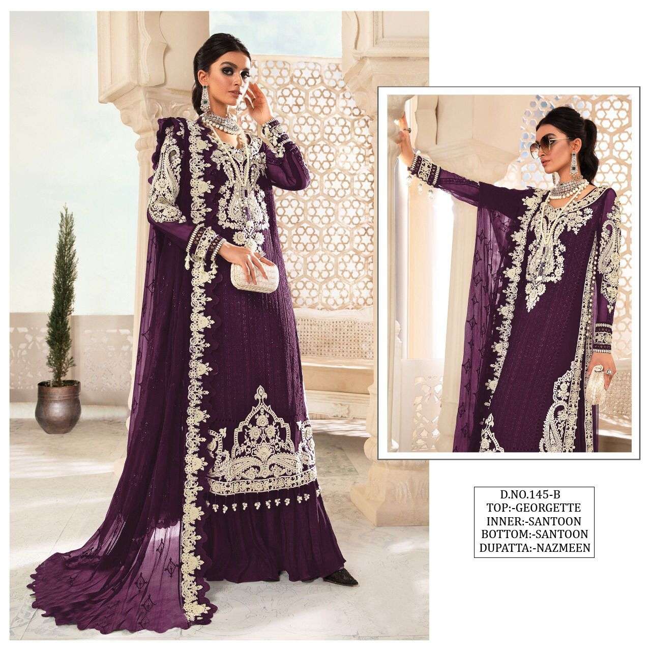 Kf 145 Color Designer Embroidery Pakistani Suit Wholesale catalog