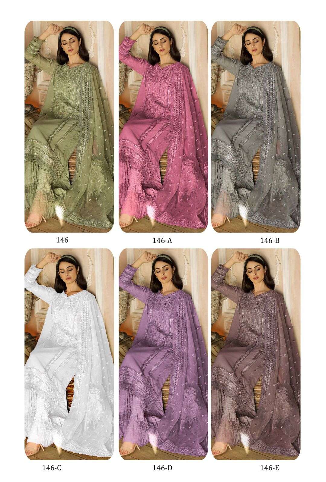 Kf 146 Color Embroidery Pakistani Suit Collection Wholesale catalog