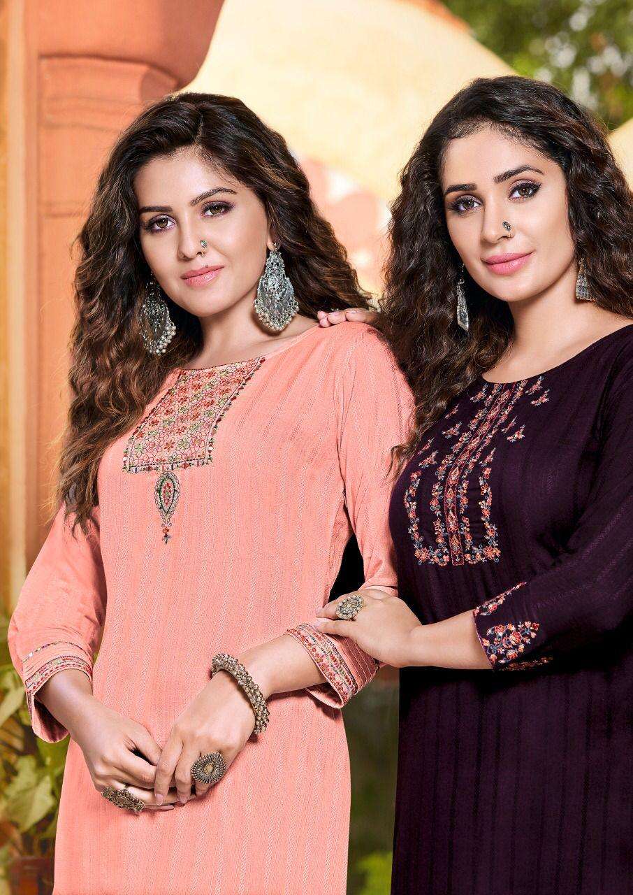 KOODEE Pihu-1 Kurti Fancy Viscose Stripe Wholesale catalog