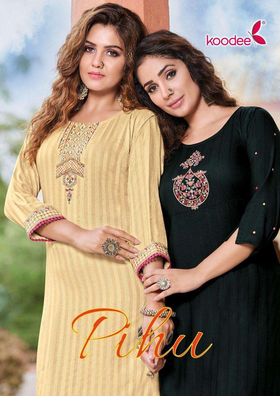 KOODEE Pihu-1 Kurti Fancy Viscose Stripe Wholesale catalog