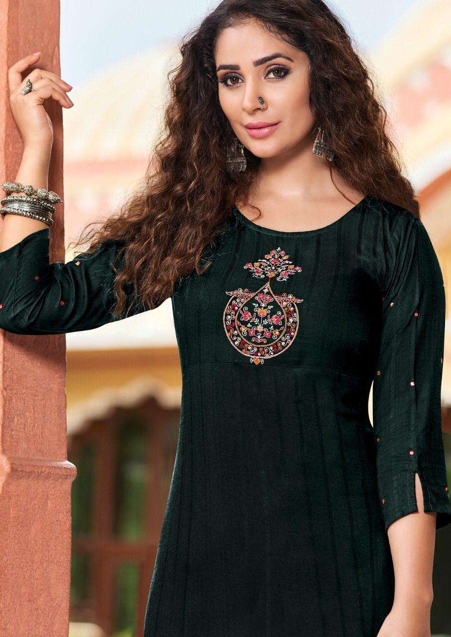 KOODEE Pihu-1 Kurti Fancy Viscose Stripe Wholesale catalog