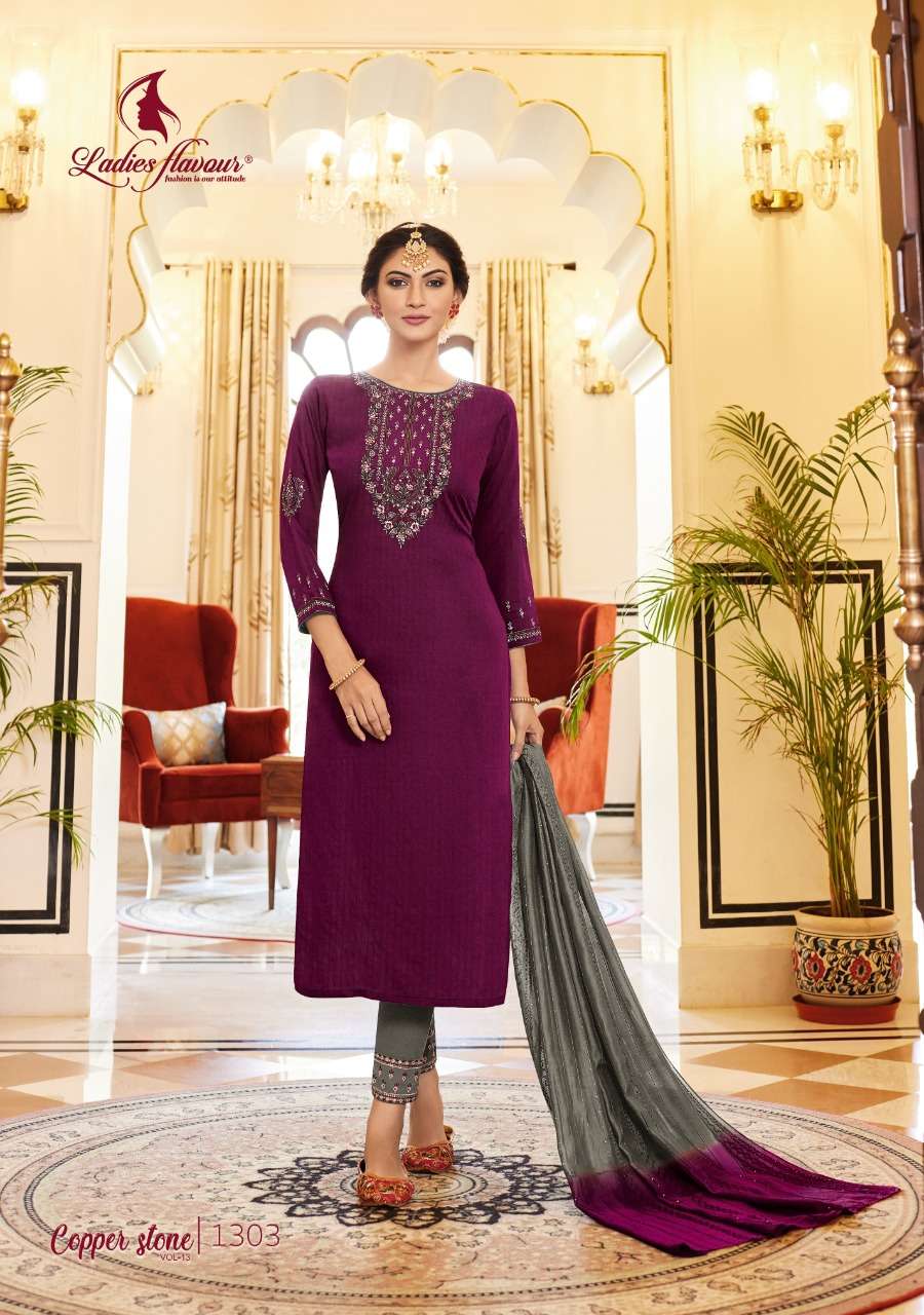 Ladies Flavour Copper Stone Vol 13 Kurti Wholesale catalog