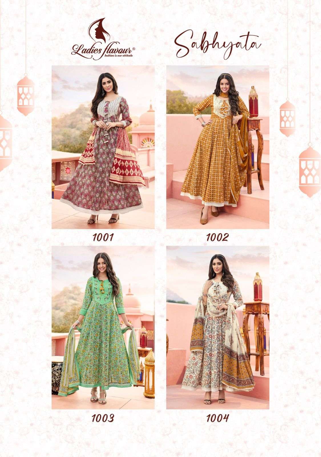 SABHYATA - CATALOG # 46397 (SET OF 4 READYMADE KURTIS)