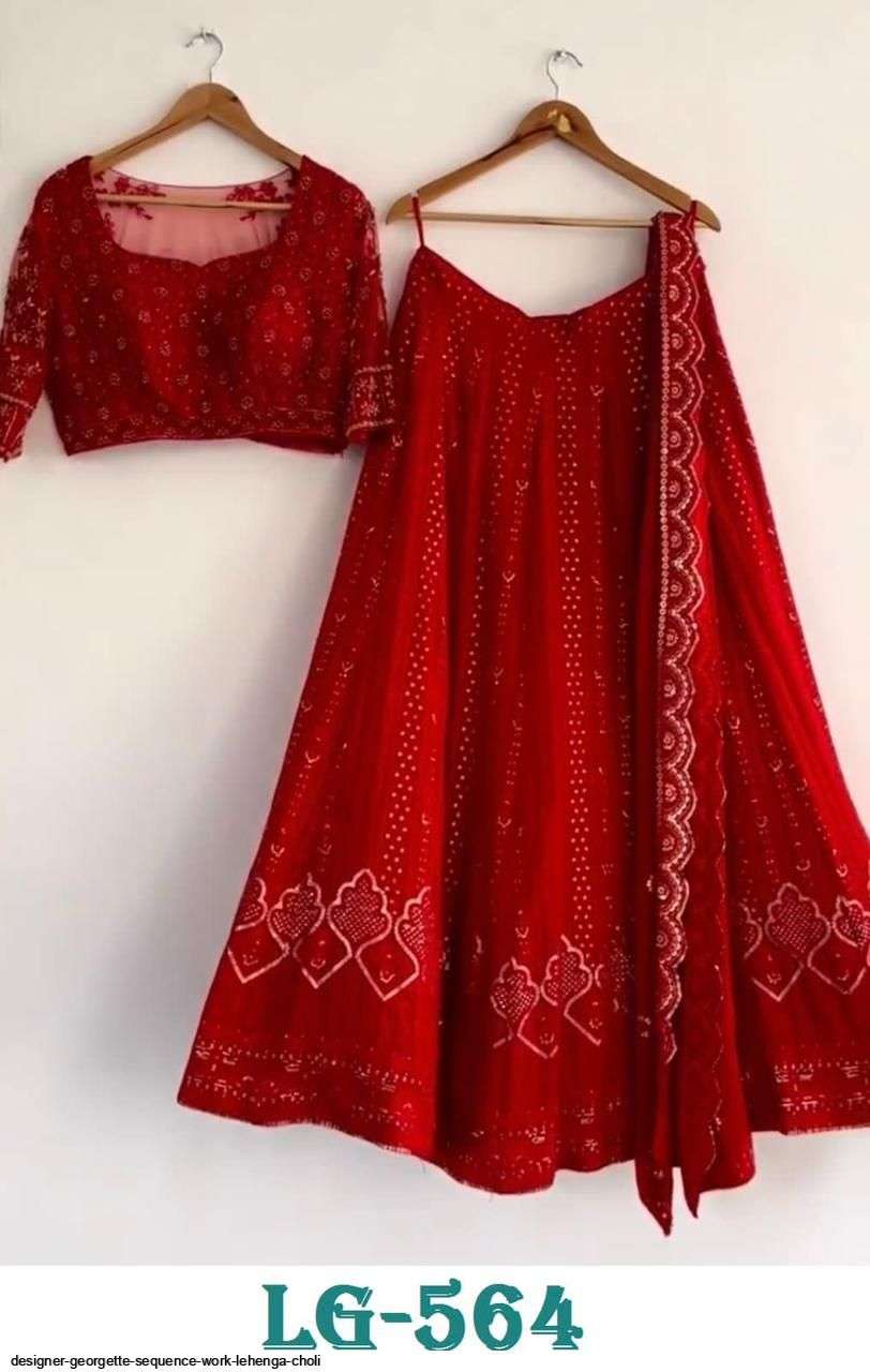 LG 564 DESIGNER GEORGETTE SEQUENCE WORK LEHENGA CHOLI Wholesale catalog