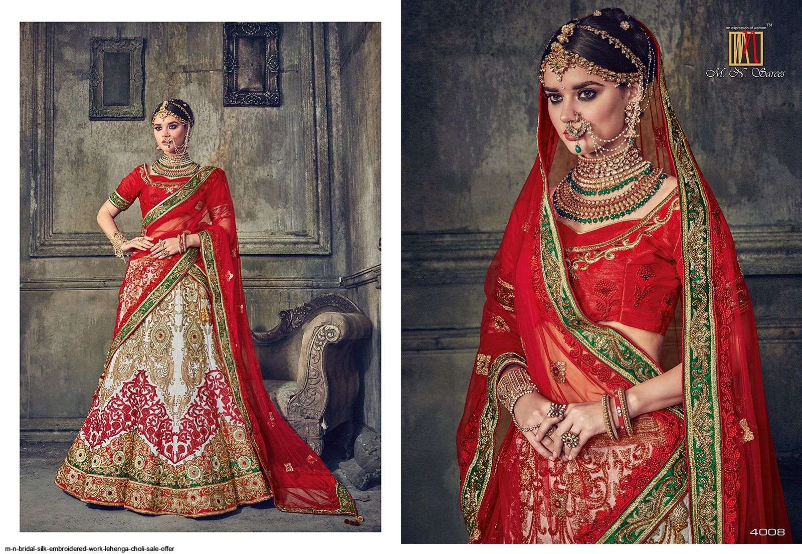 M N BRIDAL SILK EMBROIDERED WORK LEHENGA CHOLI SALE OFFER Wholesale catalog