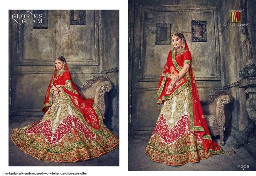 M N BRIDAL SILK EMBROIDERED WORK LEHENGA CHOLI SALE OFFER Wholesale catalog