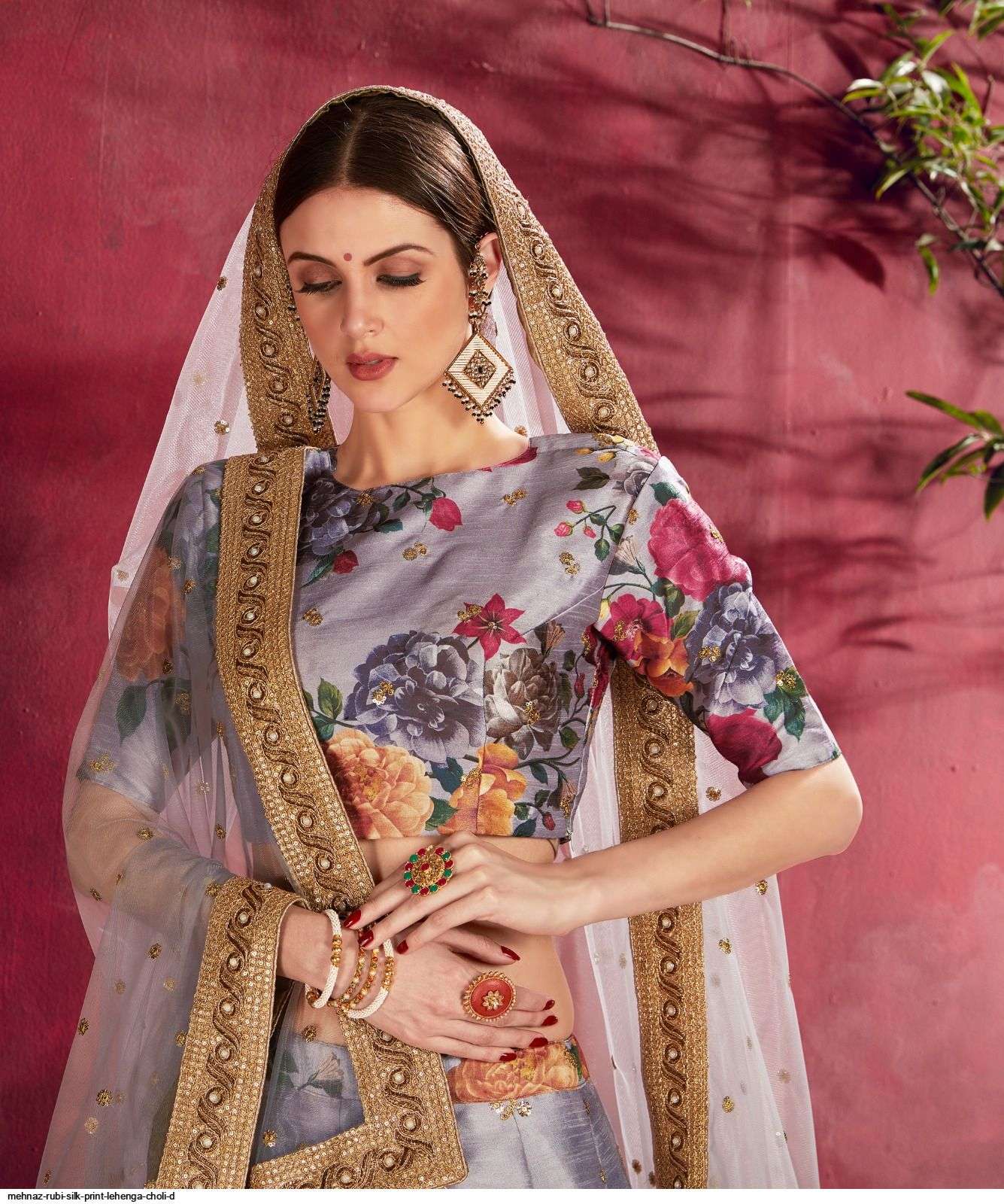 MEHNAZ RUBI SILK PRINT Gray Party Wear LEHENGA CHOLI D Wholesale catalog
