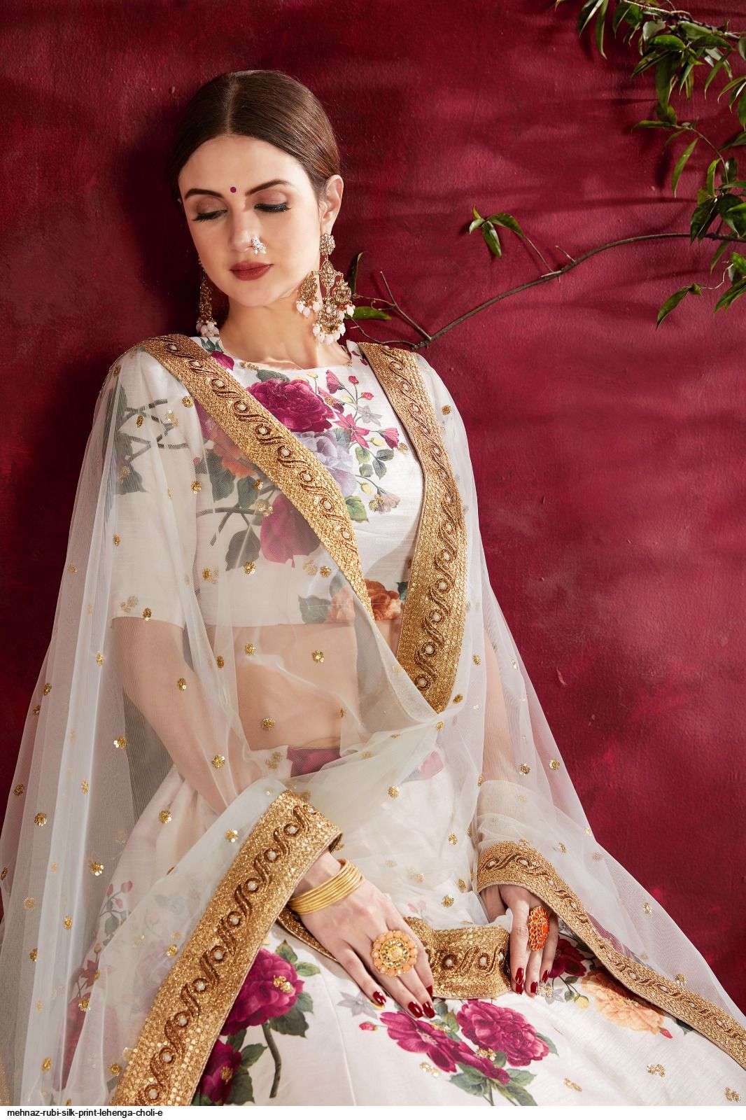 MEHNAZ RUBI SILK PRINT Pink Party Wear LEHENGA CHOLI E Wholesale catalog