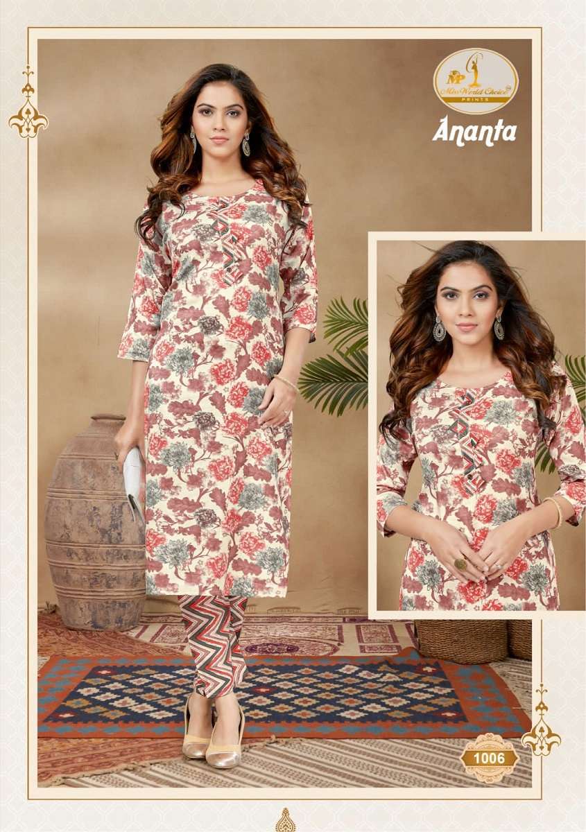 Miss World ananta Vol-1 – Kurti With Pant Wholesale catalog