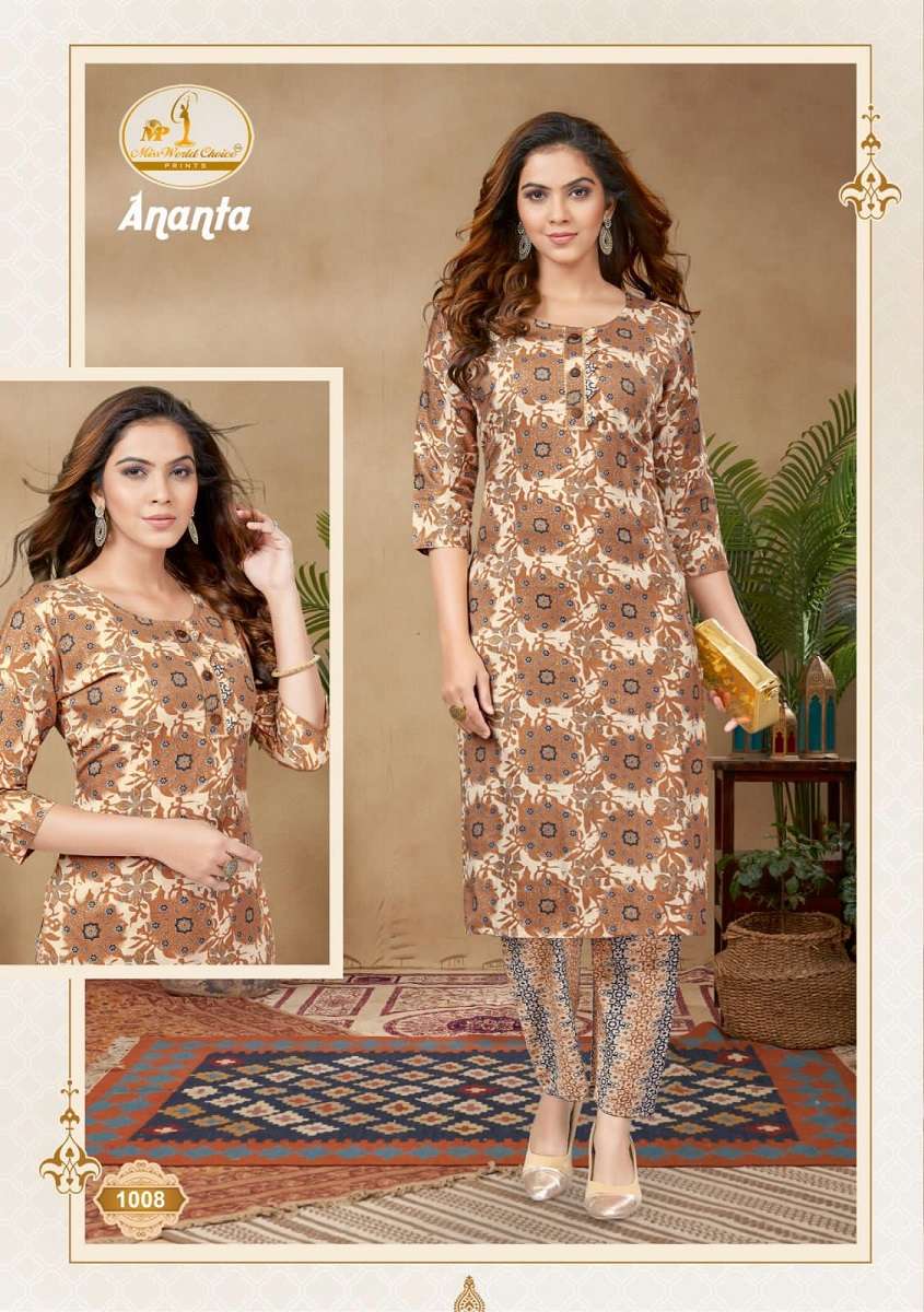 Miss World ananta Vol-1 – Kurti With Pant Wholesale catalog