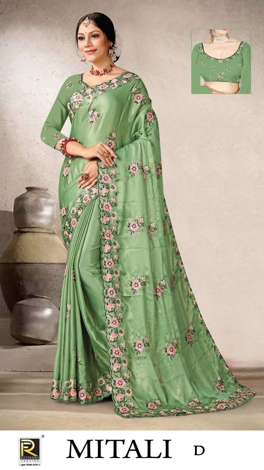 MITALI BY RANJNA SAREES  FANCY FABRICS EMBROIDERY WORK  DESIGNER SAREES COLLECTION