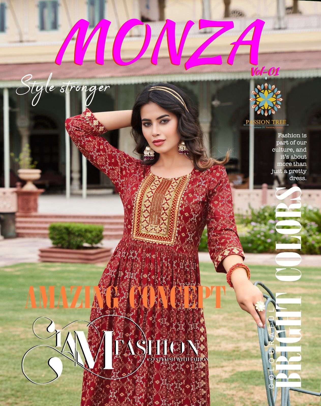 MONZA VOL.1 Nayra cut Embroidery Work Kurti Wholesale catalog