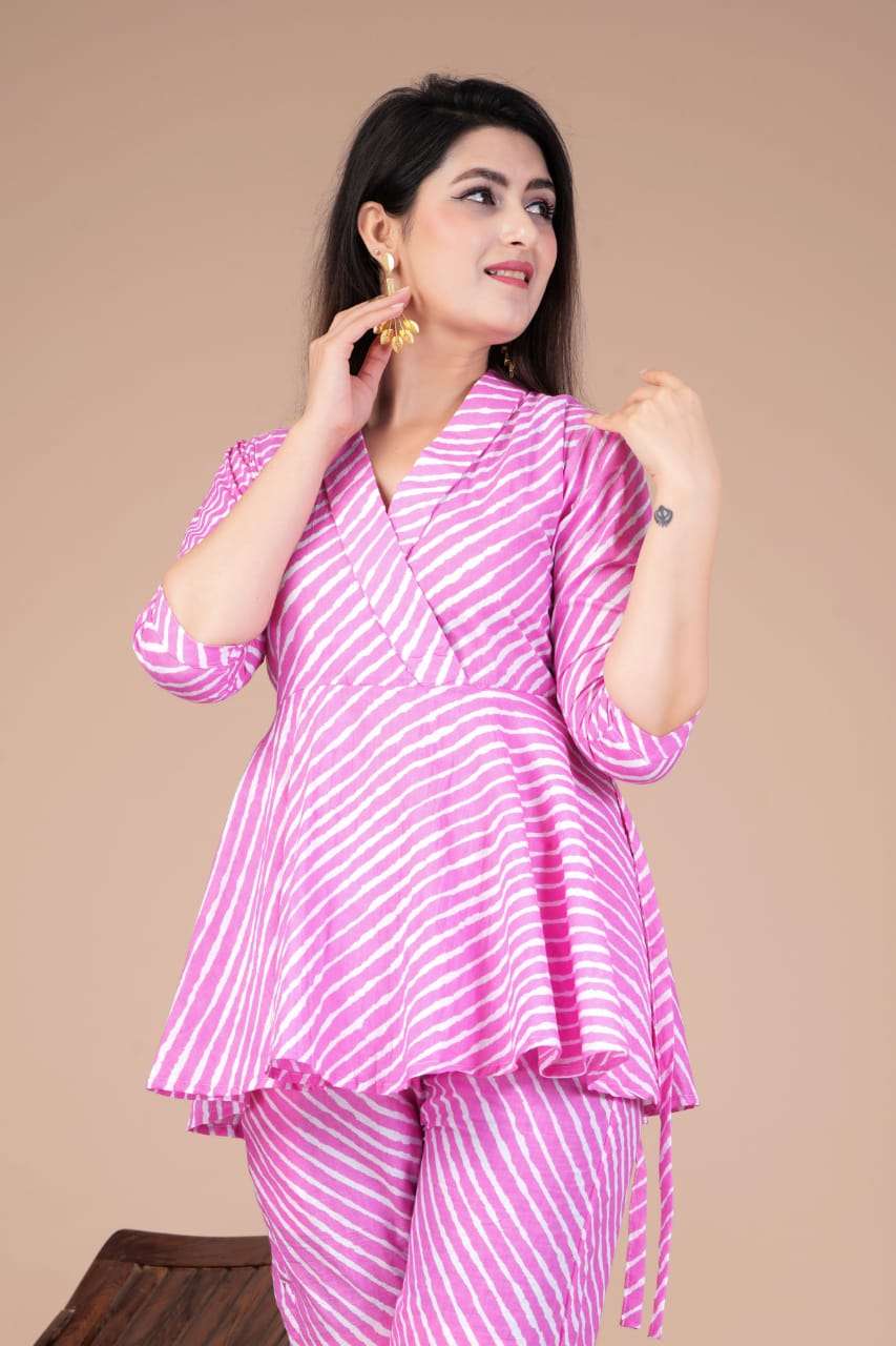 New Launch Co ord set Cotton Pink Kurti Wholesale catalog