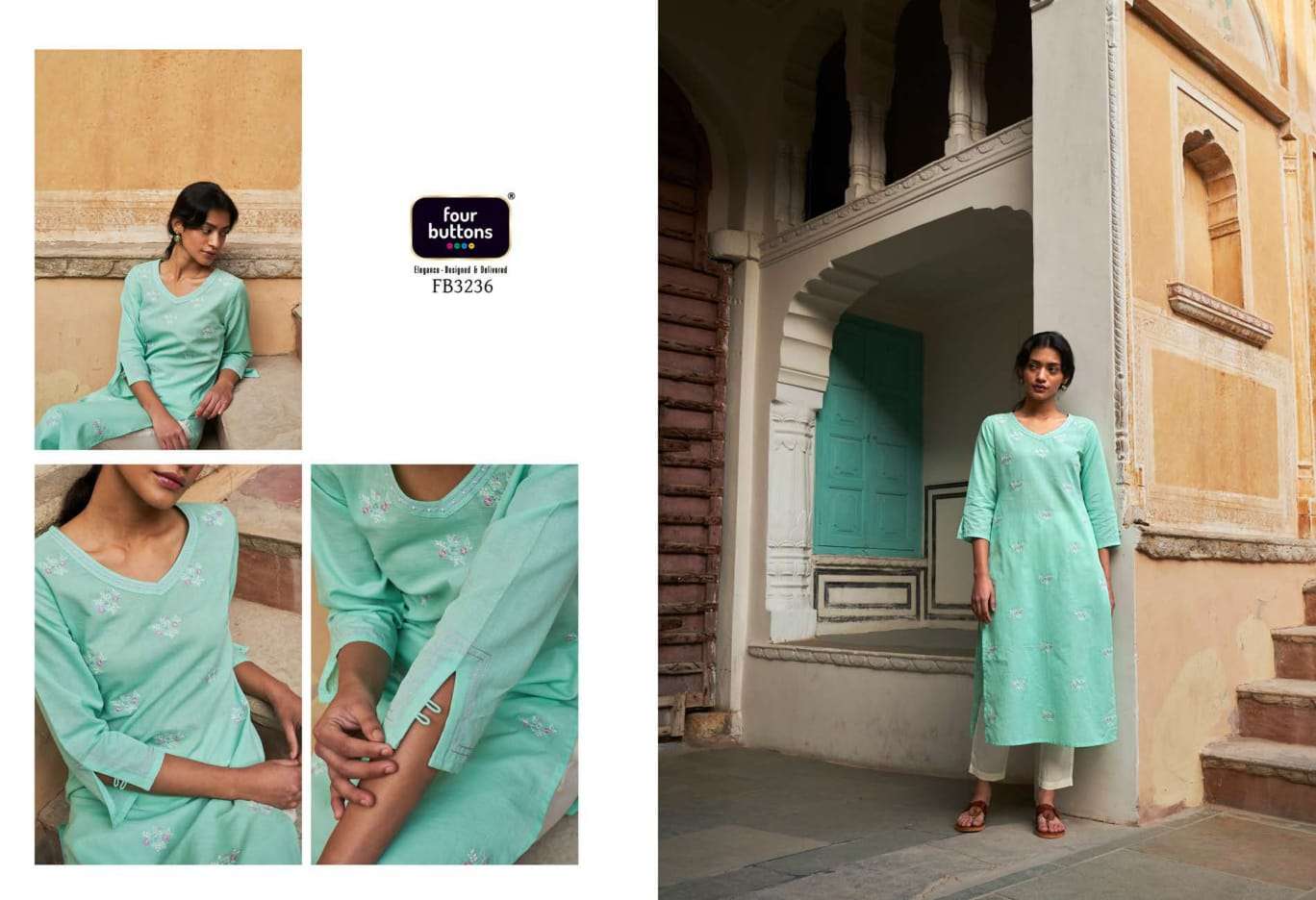 New Launch Four Button KURTI Wholesale catalog