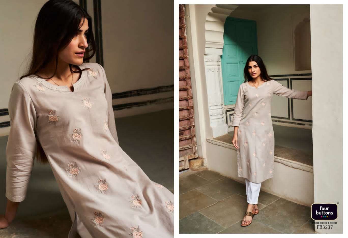 New Launch Four Button KURTI Wholesale catalog
