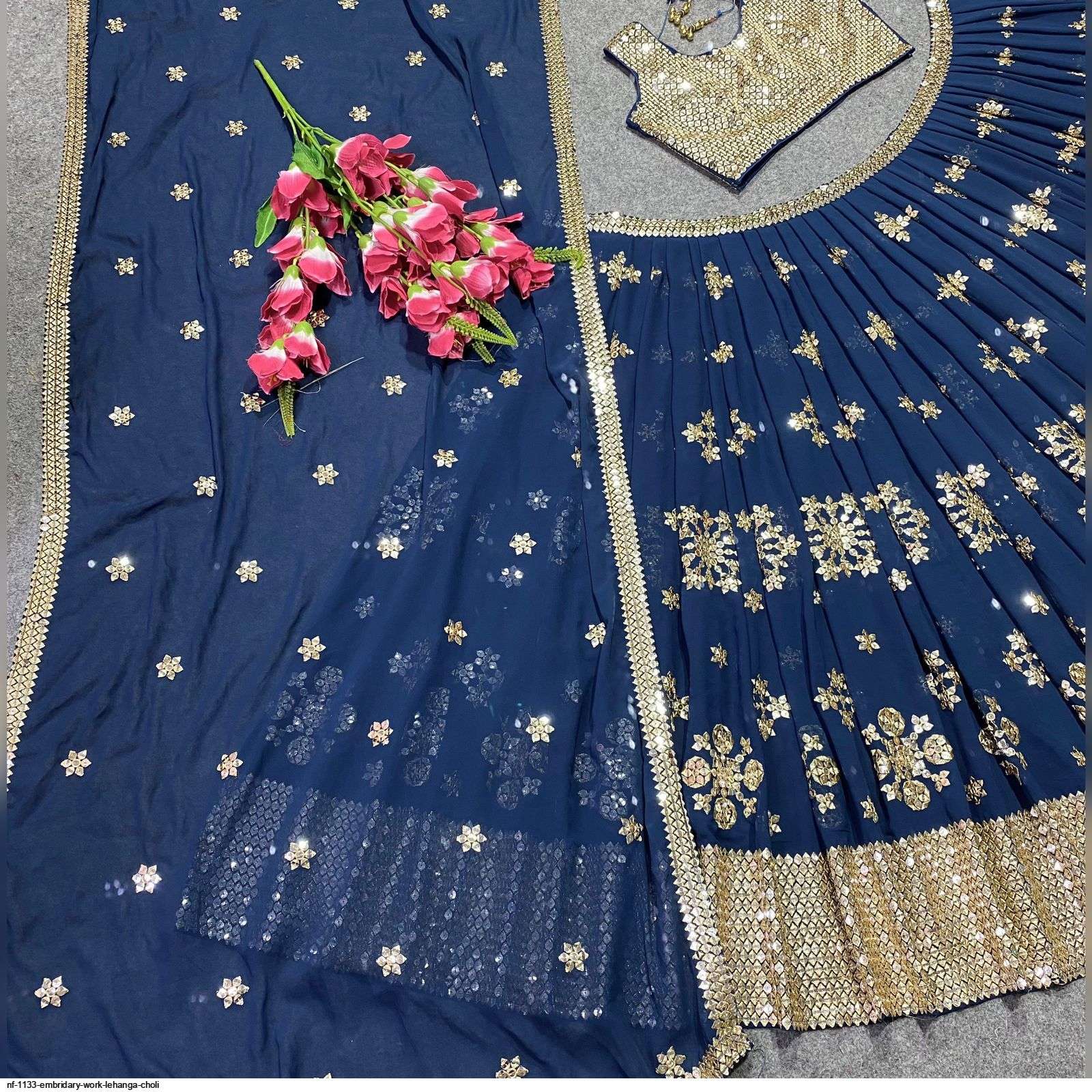 NF 1133 EMBRIDARY WORK LEHANGA CHOLI Wholesale catalog