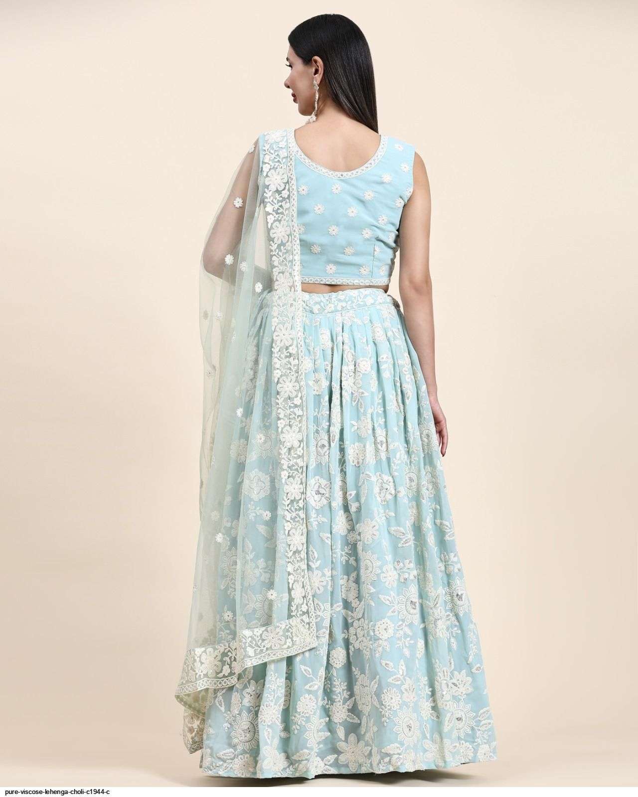 PURE VISCOSE SKY BLUE LEHENGA CHOLI C1944 C Wholesale catalog