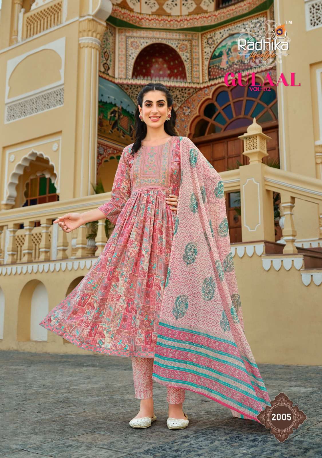 RADHIKA LIFESTYLE GULAAL vol - 2 NAYRA CUT GOWN Kurti Wholesale catalog