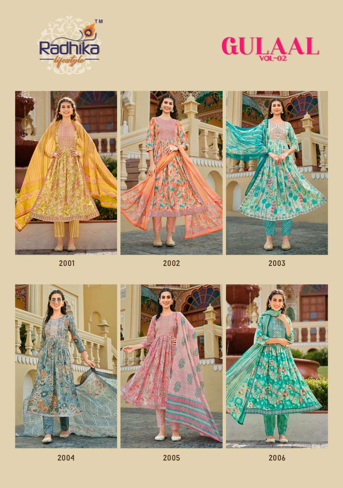 RADHIKA LIFESTYLE GULAAL vol - 2 NAYRA CUT GOWN Kurti Wholesale catalog