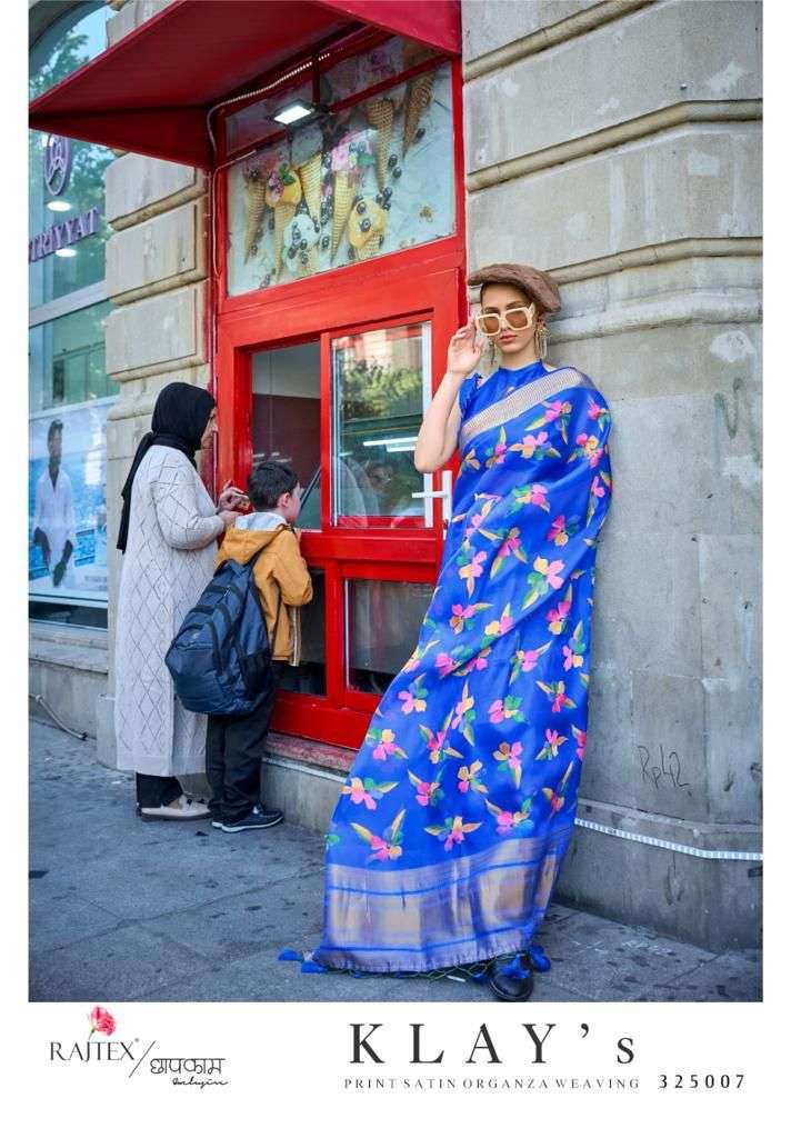 Rajtex Klays Printed Organza Weaving Saree Wholesale catalog