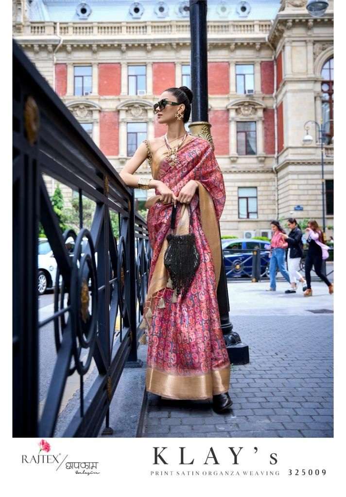 Rajtex Klays Printed Organza Weaving Saree Wholesale catalog