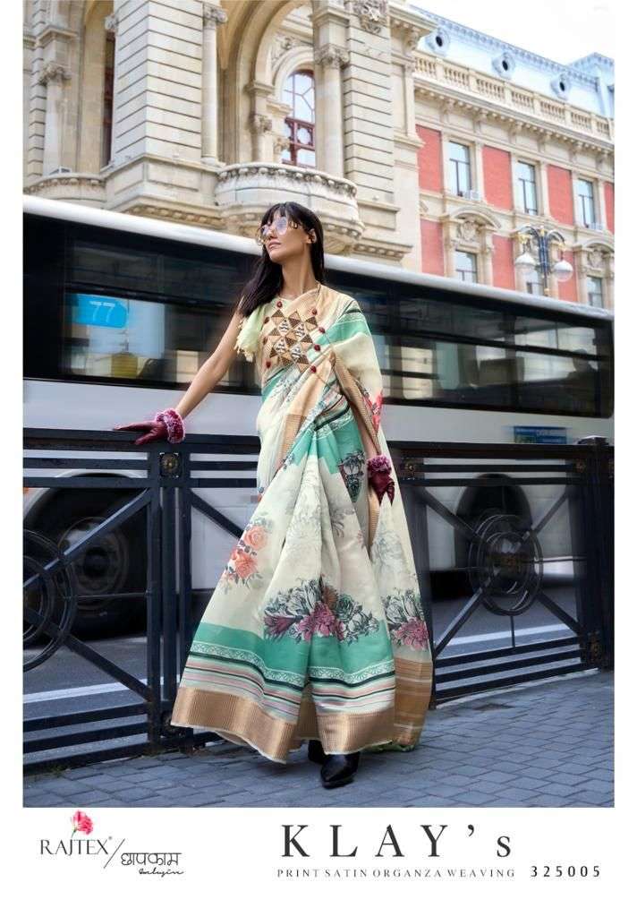 Rajtex Klays Printed Organza Weaving Saree Wholesale catalog