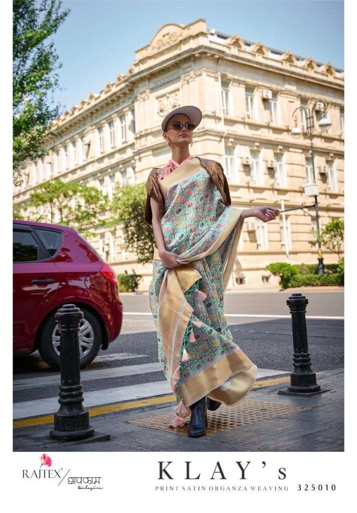 Rajtex Klays Printed Organza Weaving Saree Wholesale catalog