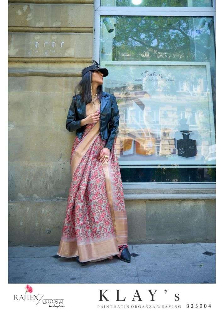 Rajtex Klays Printed Organza Weaving Saree Wholesale catalog