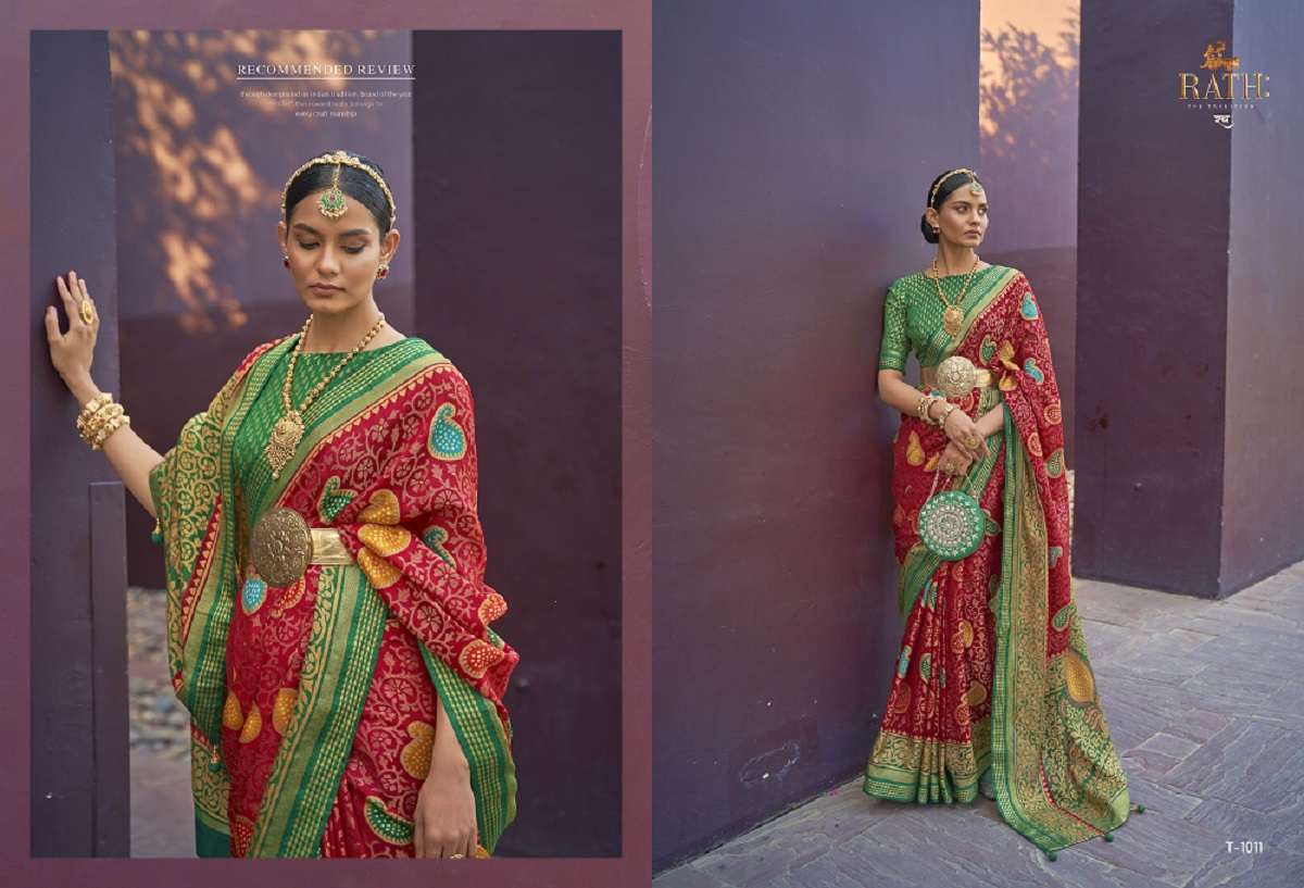 Rath Pratham Designer Brasso Bandhani Sarees Wholesale catalog
