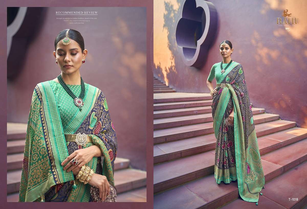 Rath Pratham Designer Brasso Bandhani Sarees Wholesale catalog