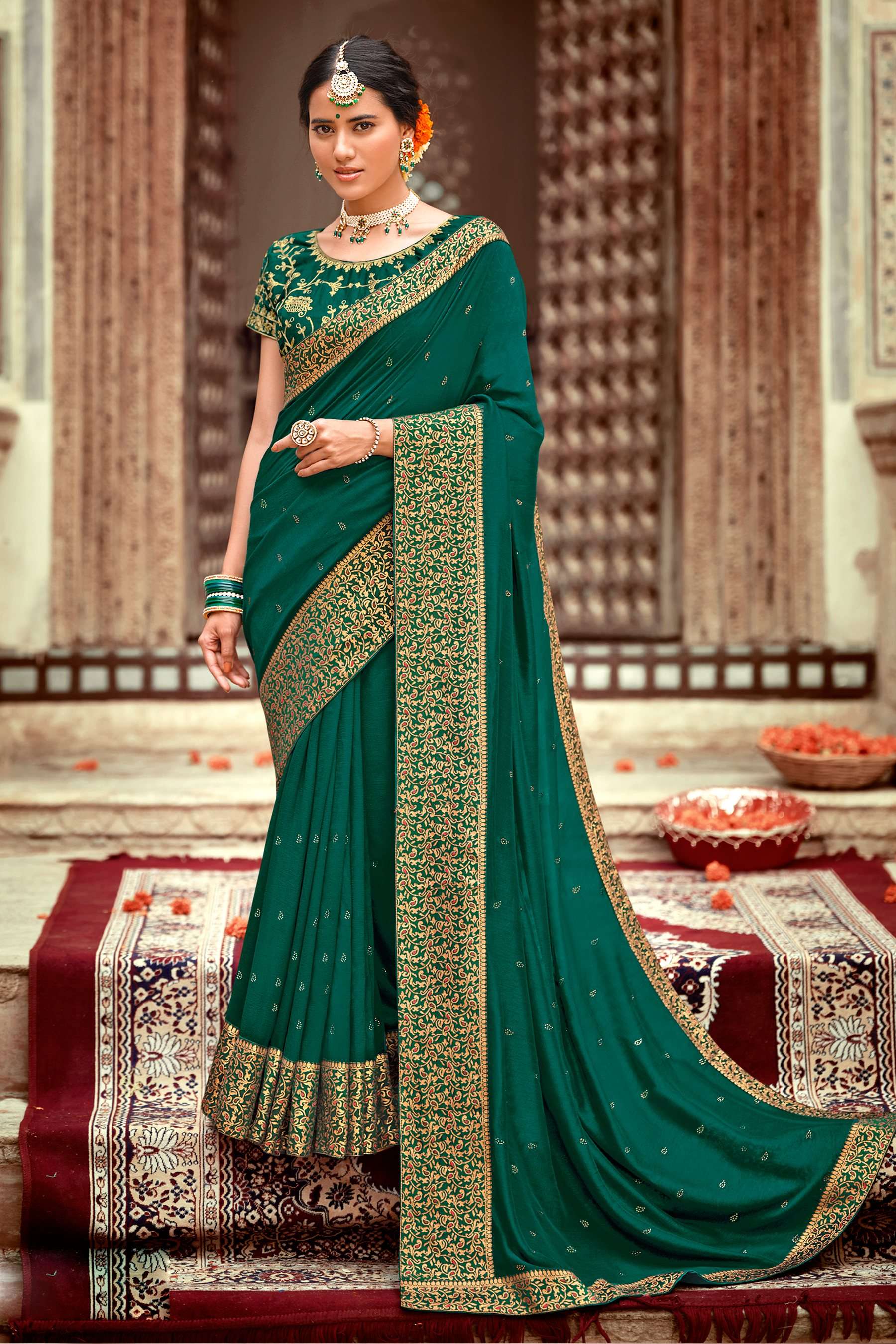 Rosy Vol 3 Designer Vichitra Silk Saree Wholesale catalog