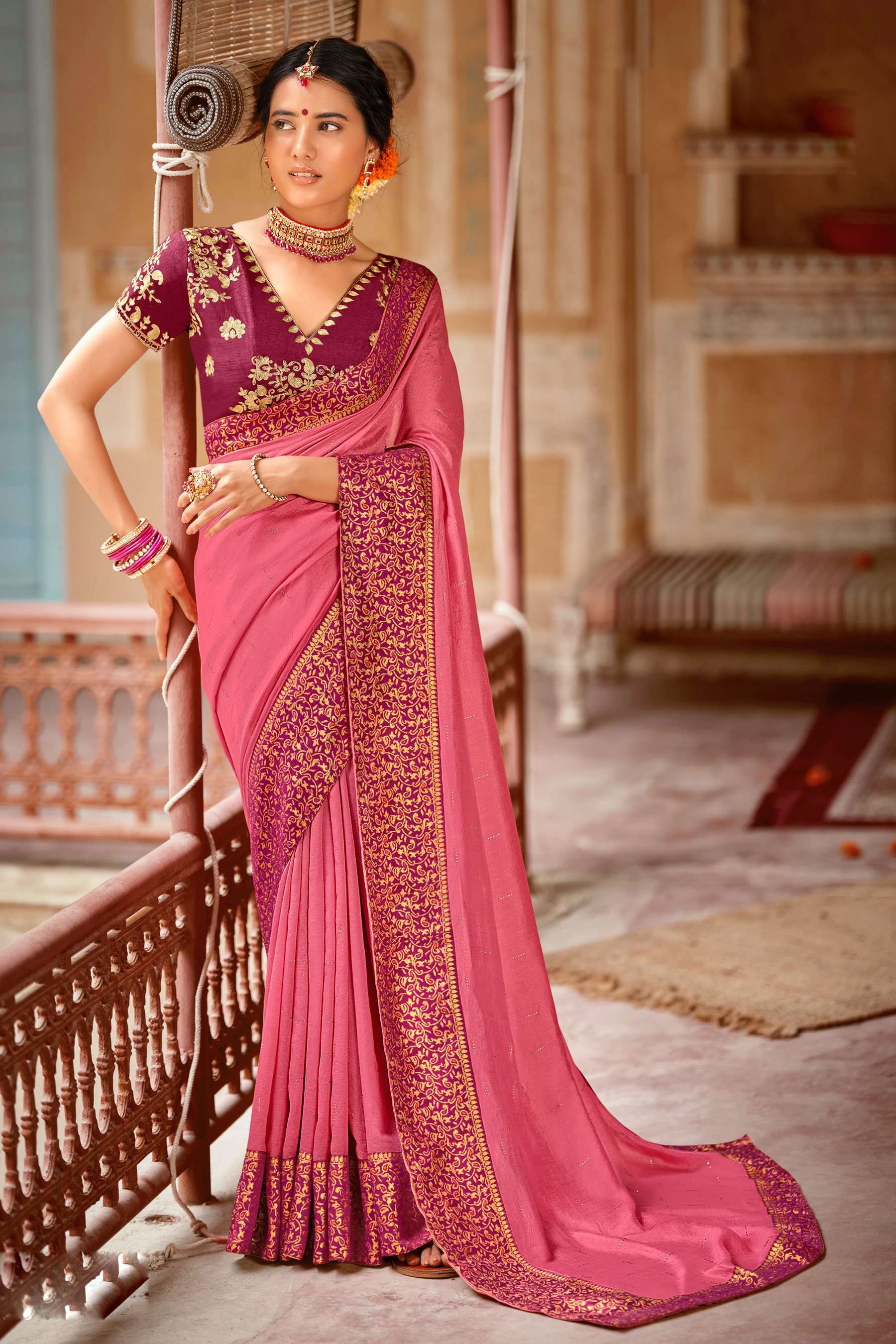 Rosy Vol 3 Designer Vichitra Silk Saree Wholesale catalog