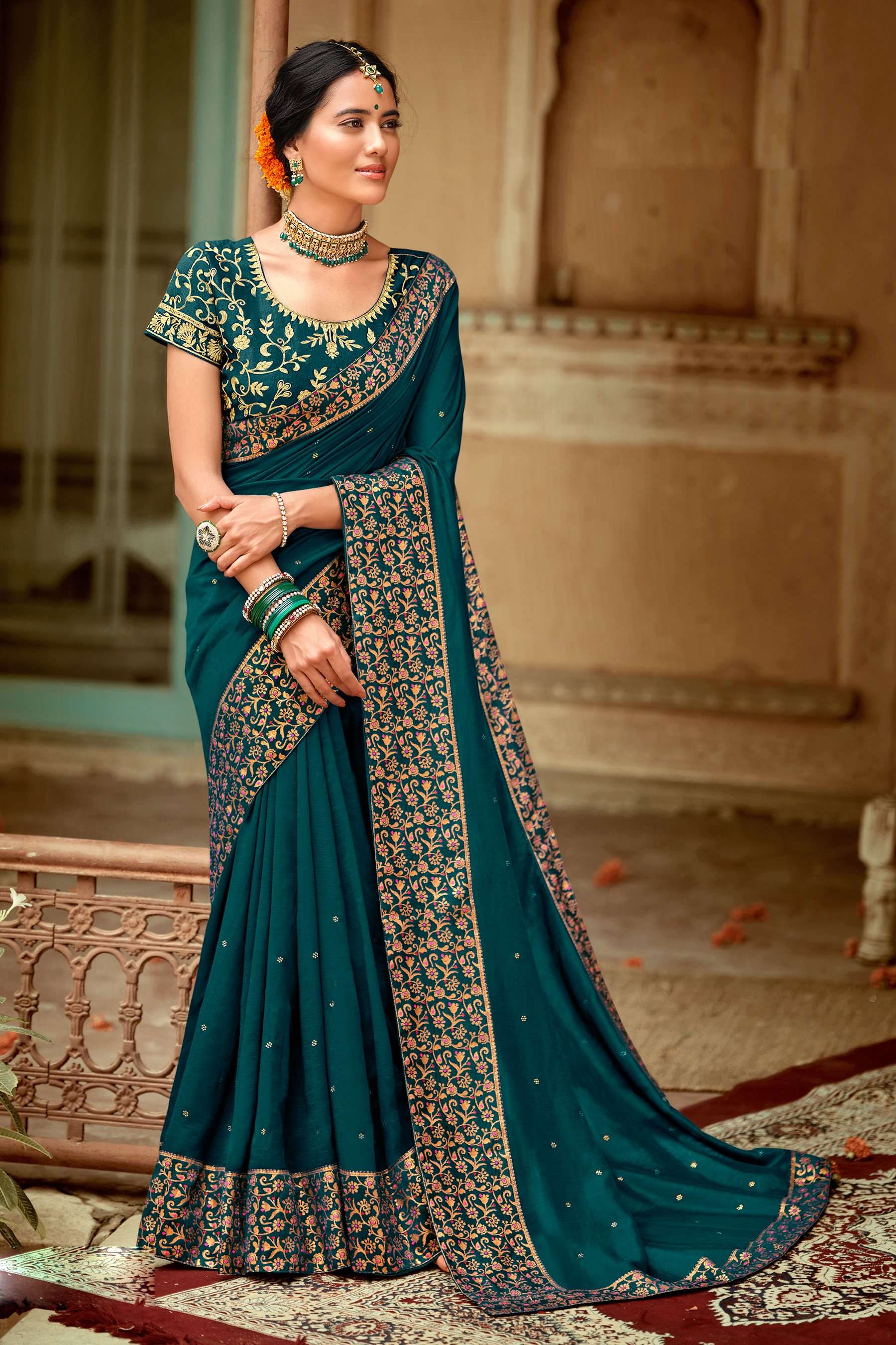 Rosy Vol 3 Designer Vichitra Silk Saree Wholesale catalog