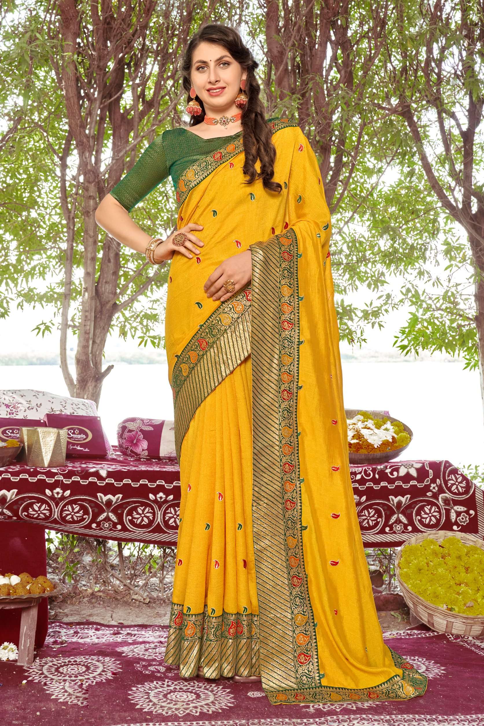 Rosy Vol 4 Embroidered Casual Vichitra Silk Saree Wholesale catalog
