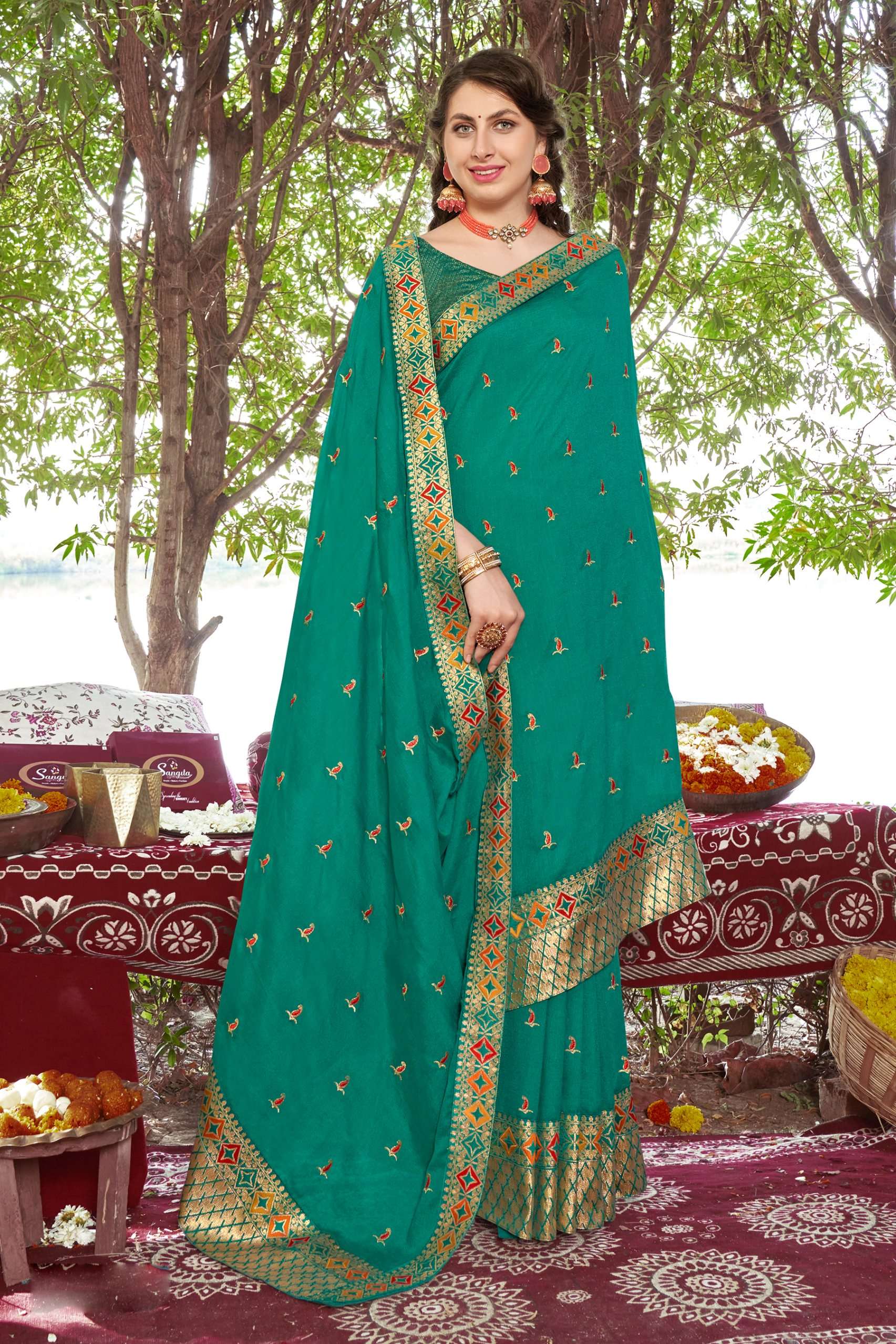 Rosy Vol 4 Embroidered Casual Vichitra Silk Saree Wholesale catalog