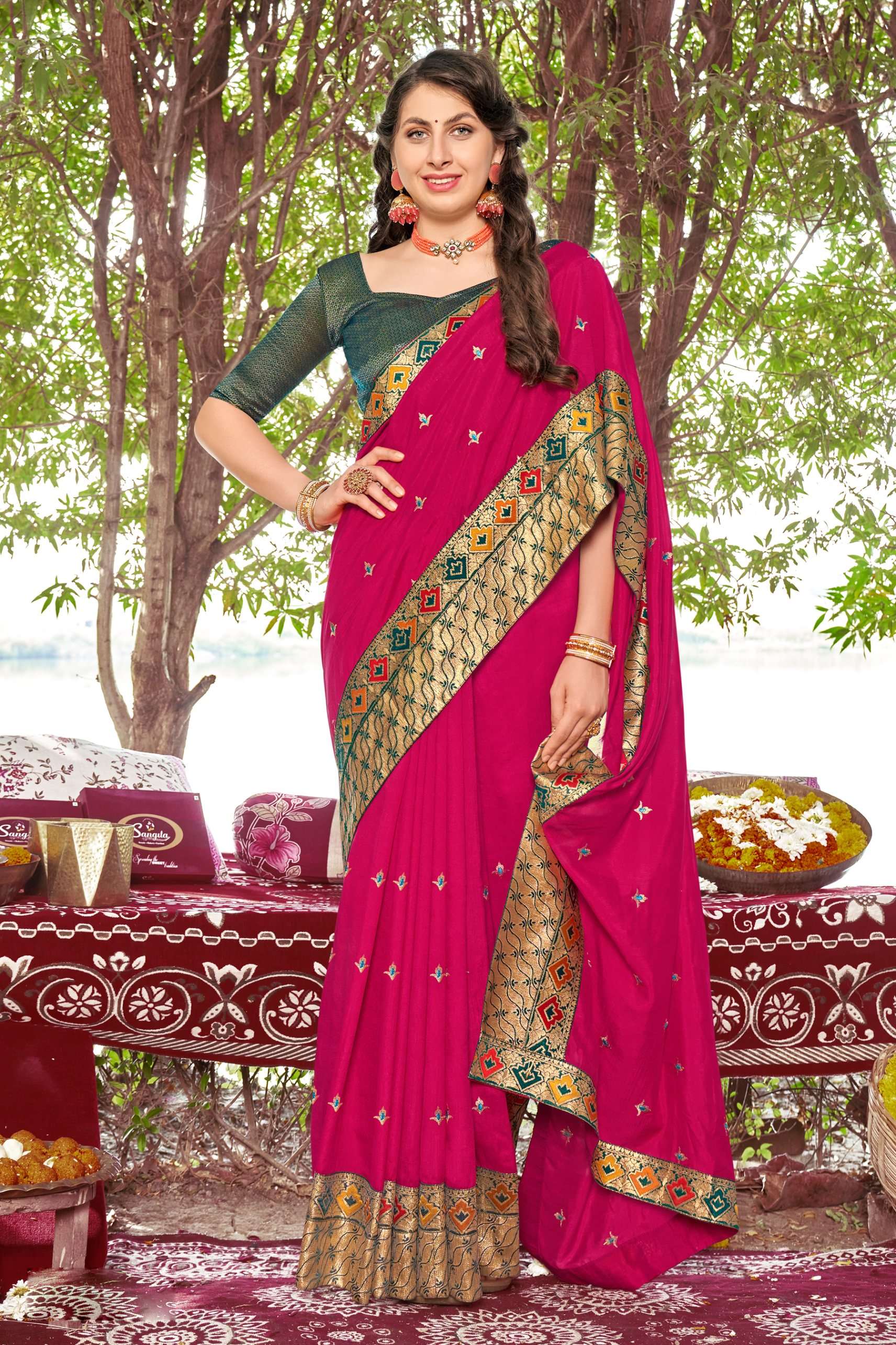 Rosy Vol 4 Embroidered Casual Vichitra Silk Saree Wholesale catalog